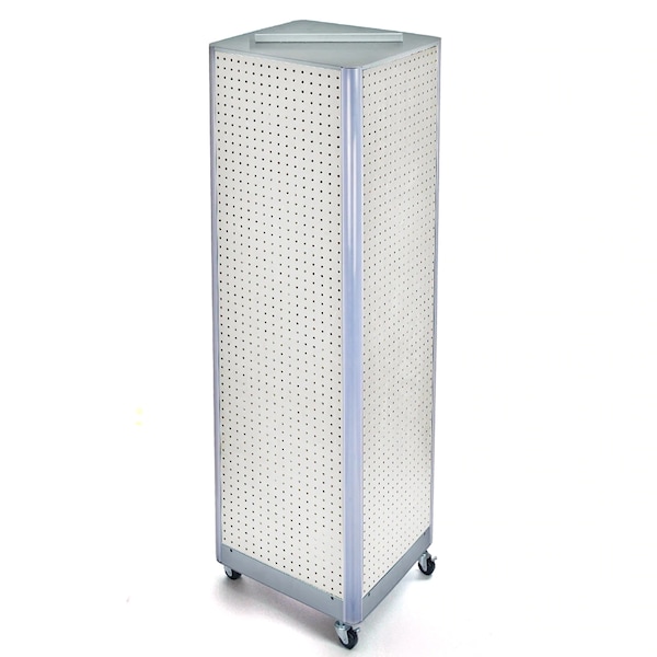 4-Sided Pegboard Floor Wheeled Display Panel Size:16"W x 64.25"H